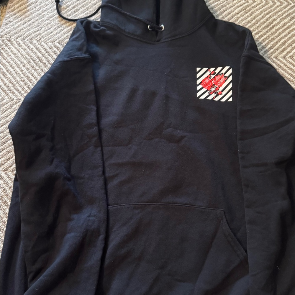 Men's Black Hoodie with Graphic Patch